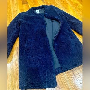 GAP | Navy Blue Collarless Teddy Coat